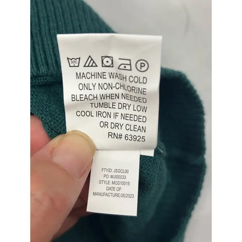 NWT Hawker Rye Men’s L Cotton Cashmere Blend Forest Green Crew Neck Sweater